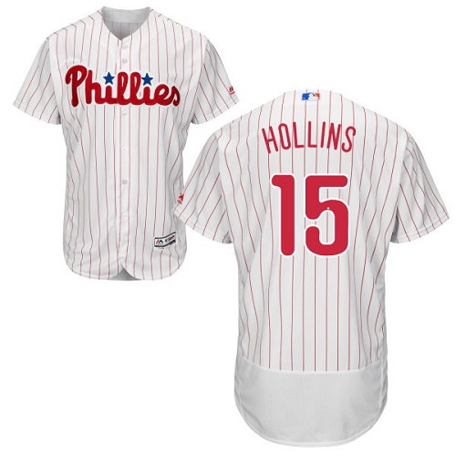 Phillies #15 Dave Hollins White(Red Strip) Flexbase Authentic Collection Stitched MLB Jersey
